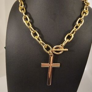 Gold Chain Necklace with Cross Pendant